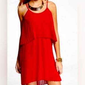 Hi-Lo Pleated Red Dress